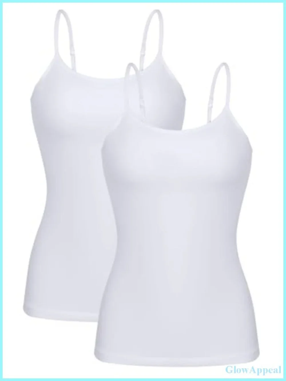Cotton Camisole Tank Top with Shelf Bra - Adjustable Spaghetti Strap Undershirt